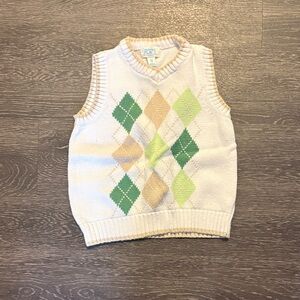 The Children's Place Argyle Sweater Vest - Cream and Green